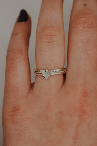 Heart Set of 3 Stacking Rings, Sterling Silver