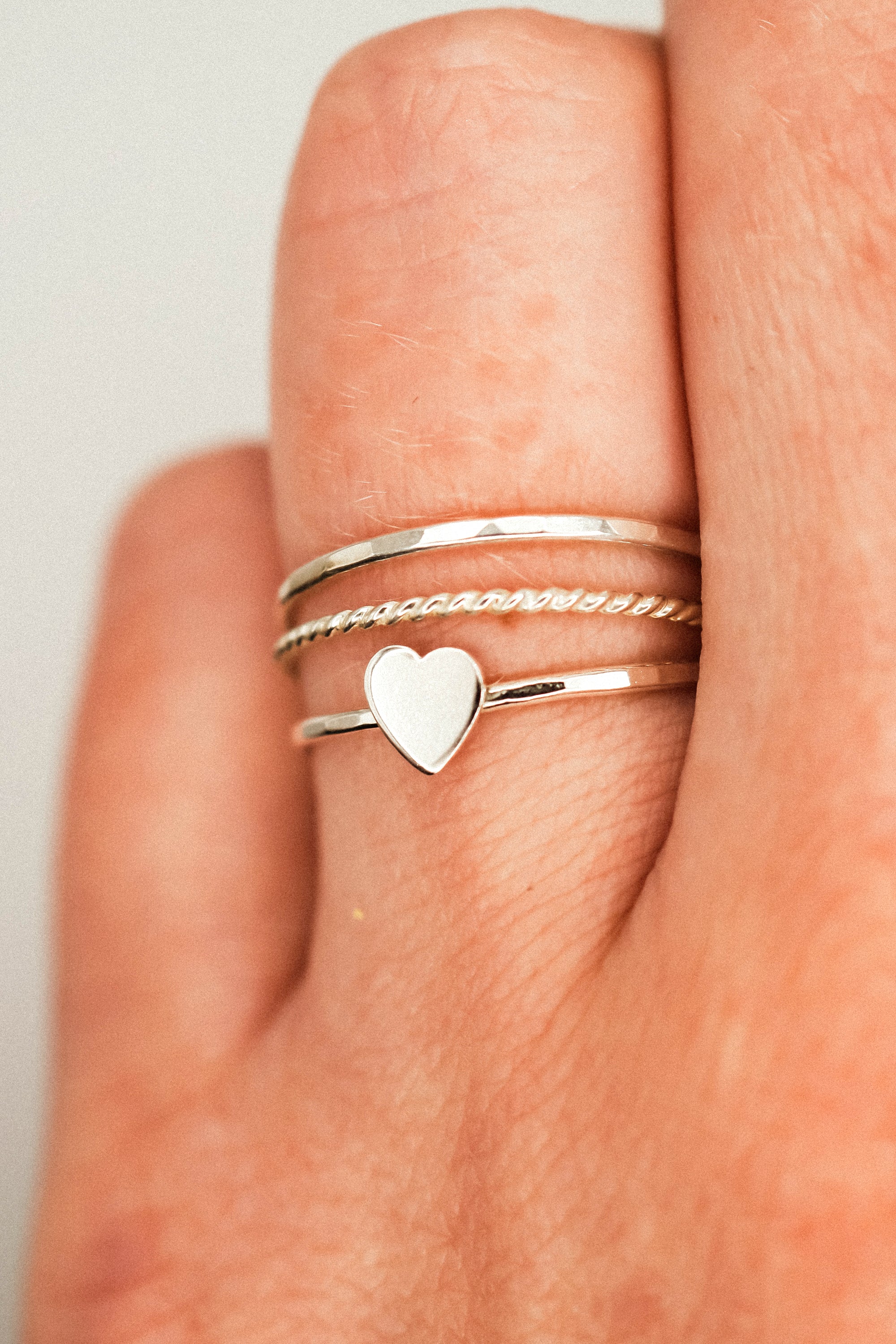 Heart Set of 3 Stacking Rings, Sterling Silver – Hannah Naomi Jewelry