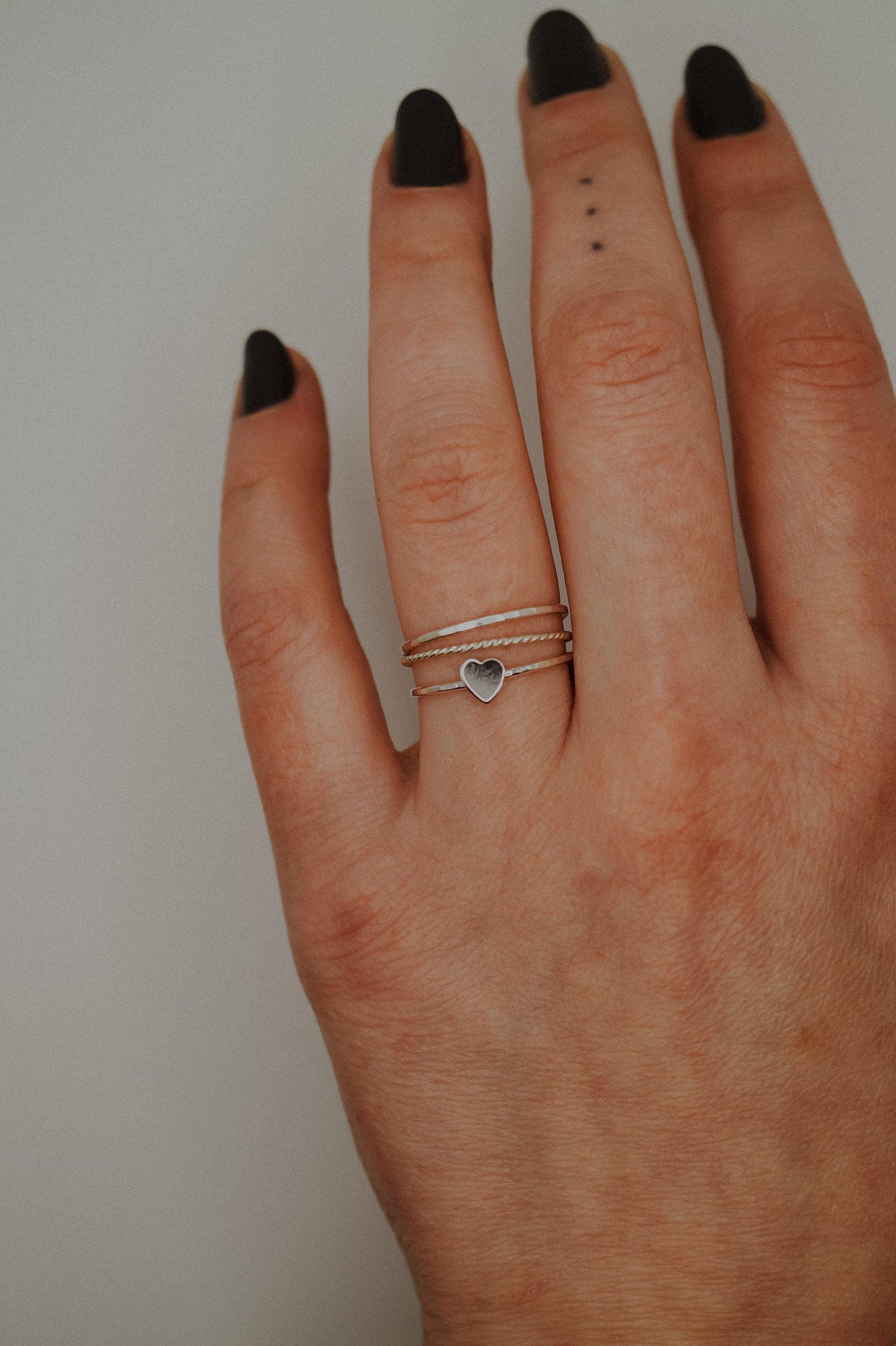 Heart Set of 3 Stacking Rings, Sterling Silver