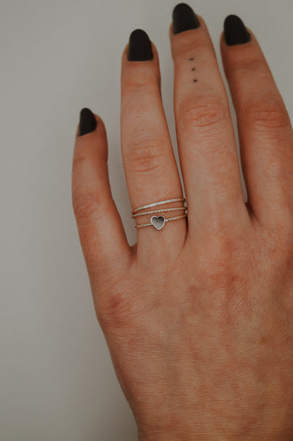 Heart Set of 3 Stacking Rings, Sterling Silver