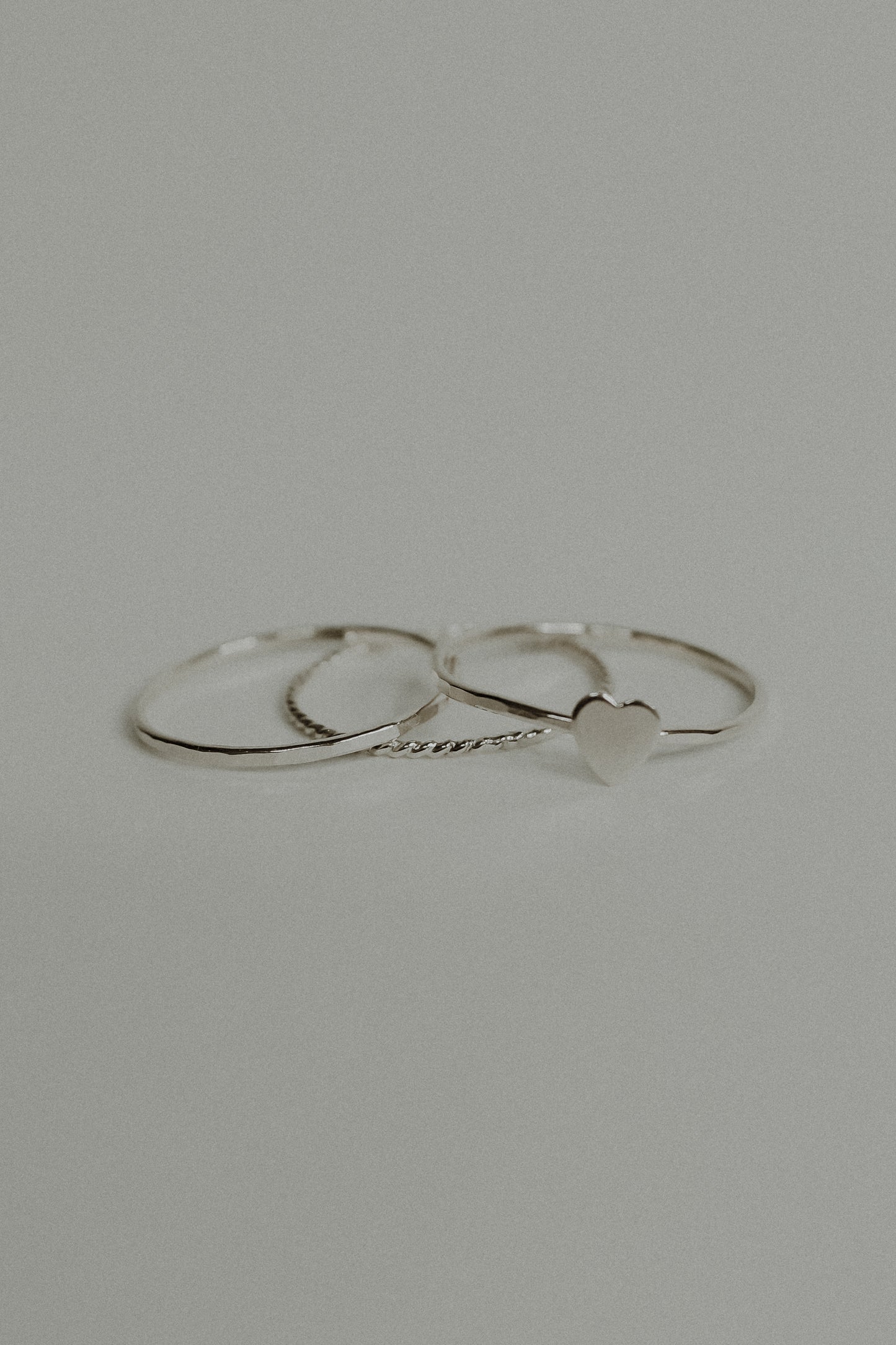 Heart Set of 3 Stacking Rings, Sterling Silver