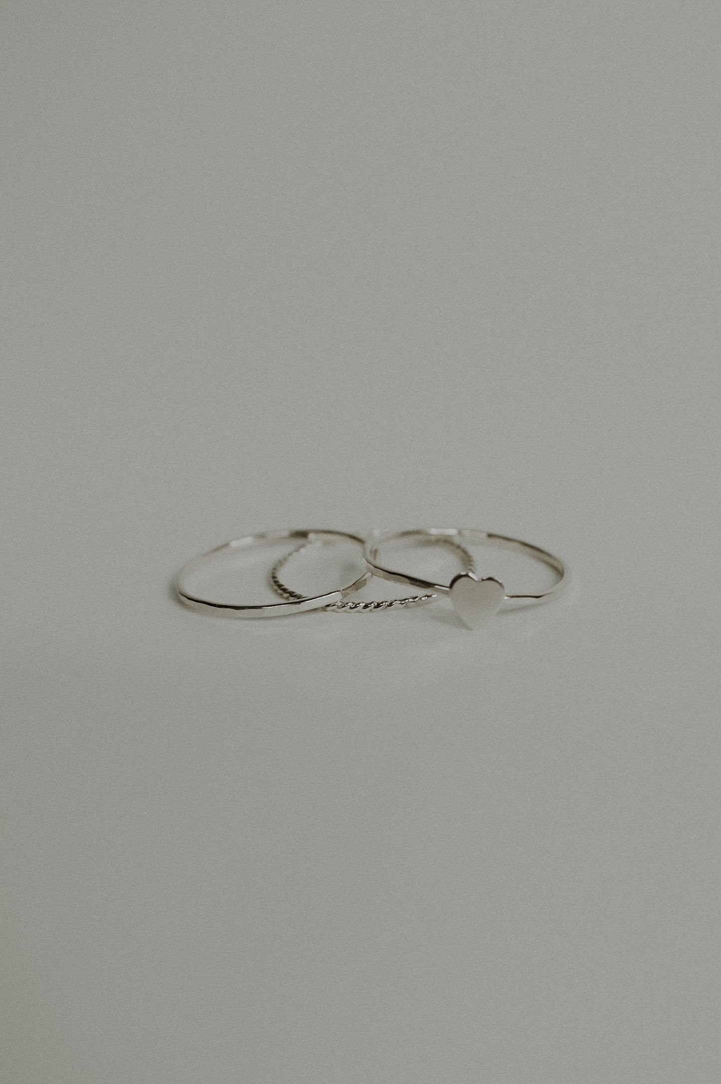 Heart Set of 3 Stacking Rings, Sterling Silver