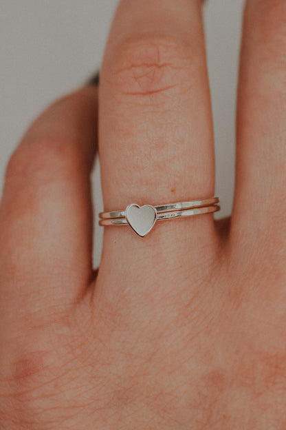 Heart Set of 2 Stacking Rings, Sterling Silver