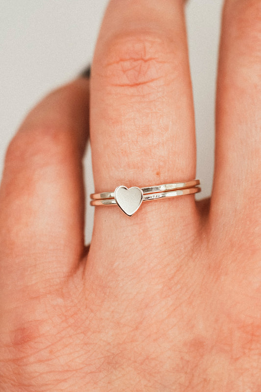 Heart Set of 2 Stacking Rings, Sterling Silver