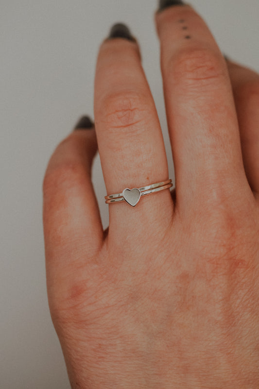 Heart Set of 2 Stacking Rings, Sterling Silver