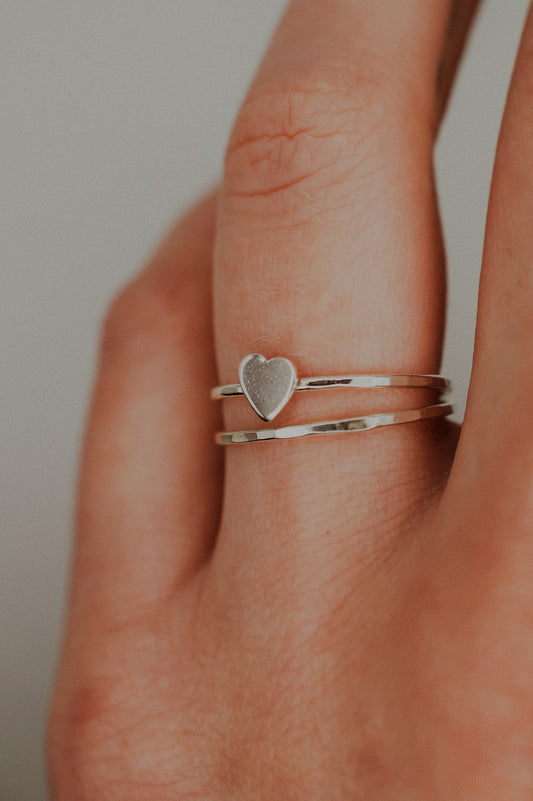 Heart Set of 2 Stacking Rings, Sterling Silver