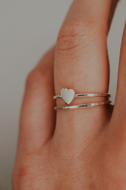 Heart Set of 2 Stacking Rings, Sterling Silver