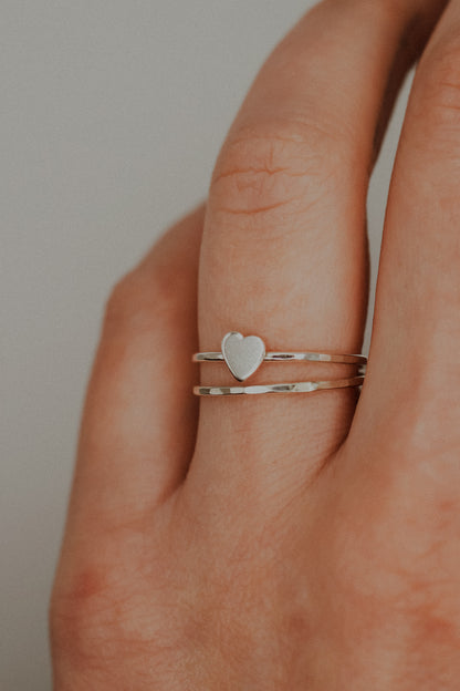 Heart Set of 2 Stacking Rings, Sterling Silver