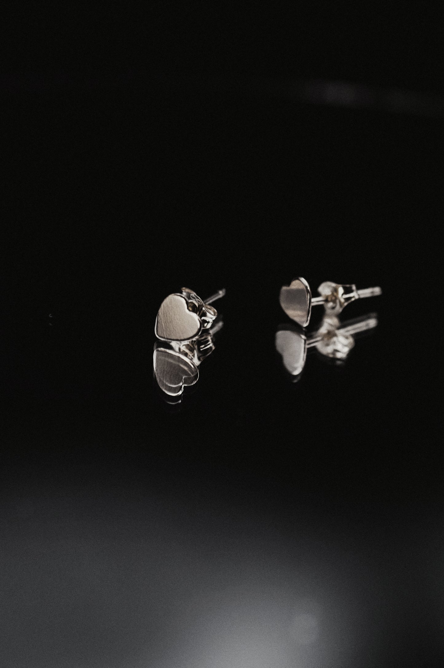 Heart Stud Earrings, Sterling Silver
