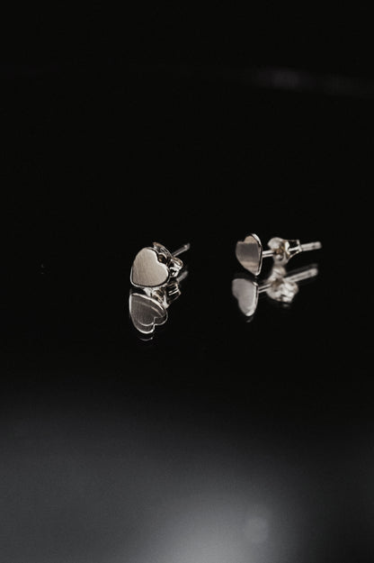 Heart Stud Earrings, Sterling Silver