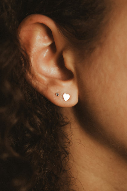 Heart Stud Earrings, Sterling Silver