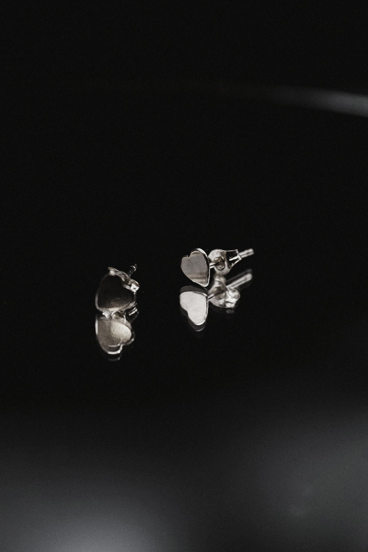 Heart Stud Earrings, Sterling Silver