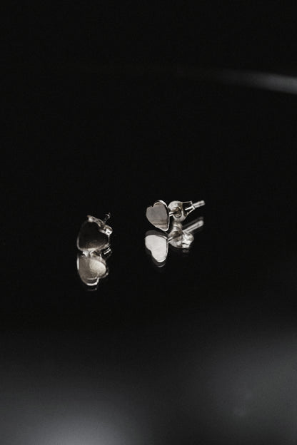 Heart Stud Earrings, Sterling Silver