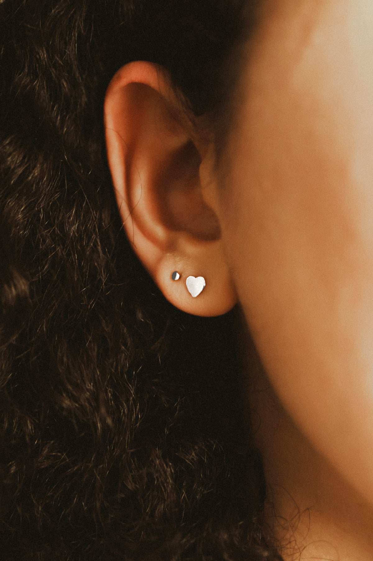 Heart Stud Earrings, Sterling Silver