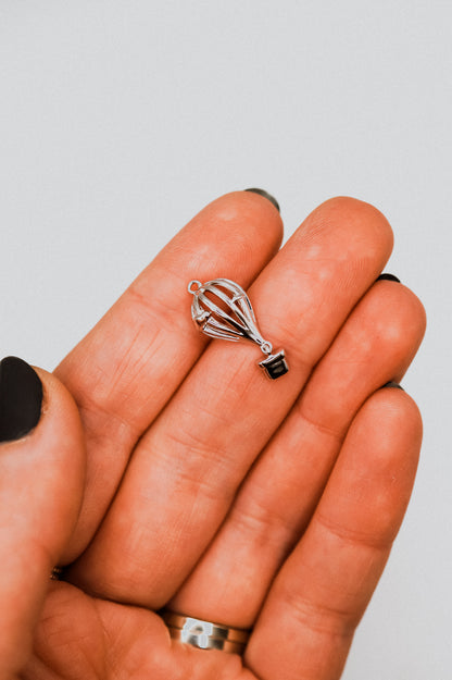 Hot Air Balloon Charm, Sterling Silver