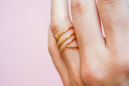 Large Curved Wraparound Ring, Solid 14K Gold