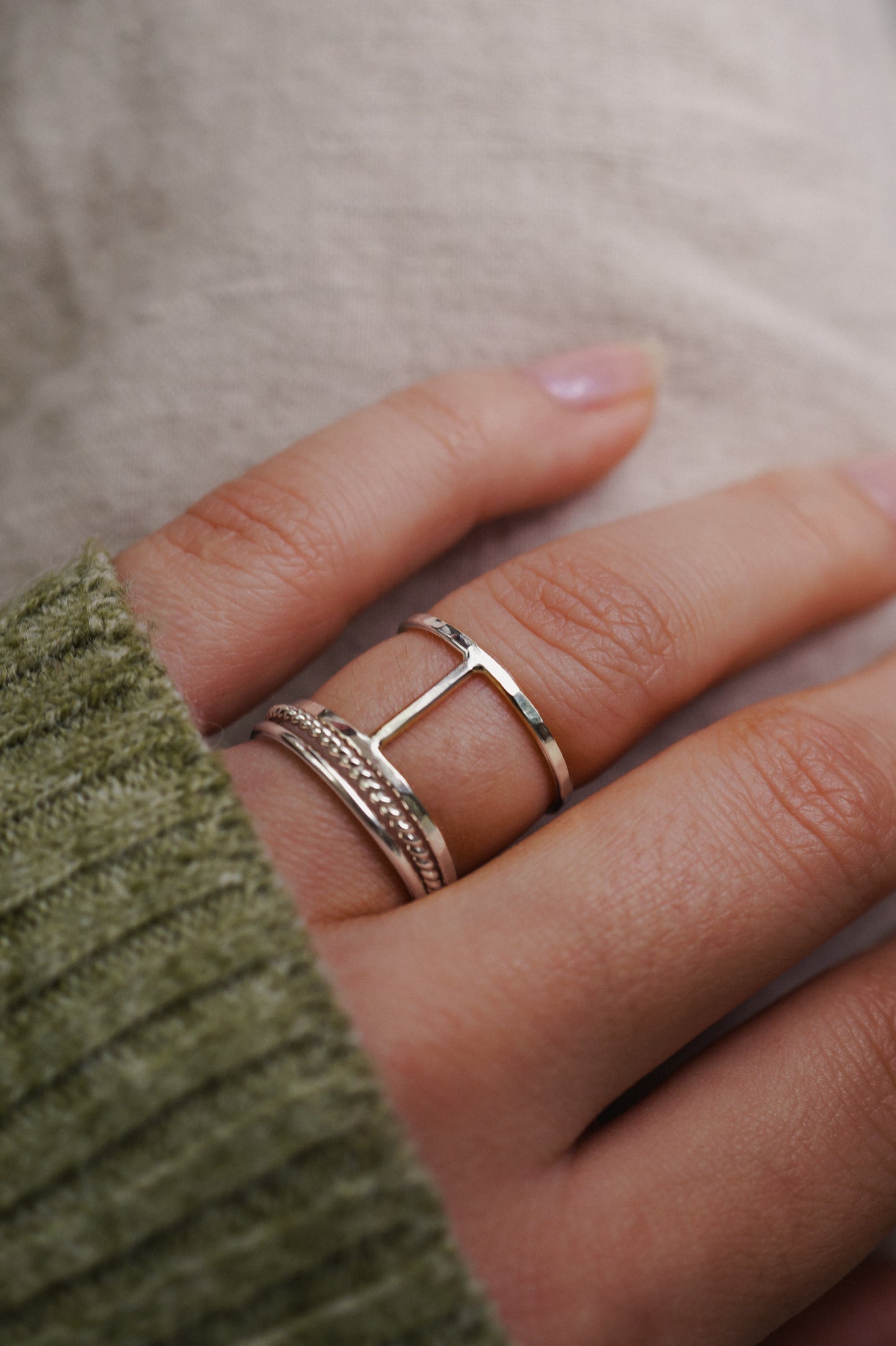 Cage & Twist Set of 3 Stacking Rings, Gold Fill, Rose Gold Fill or Sterling Silver