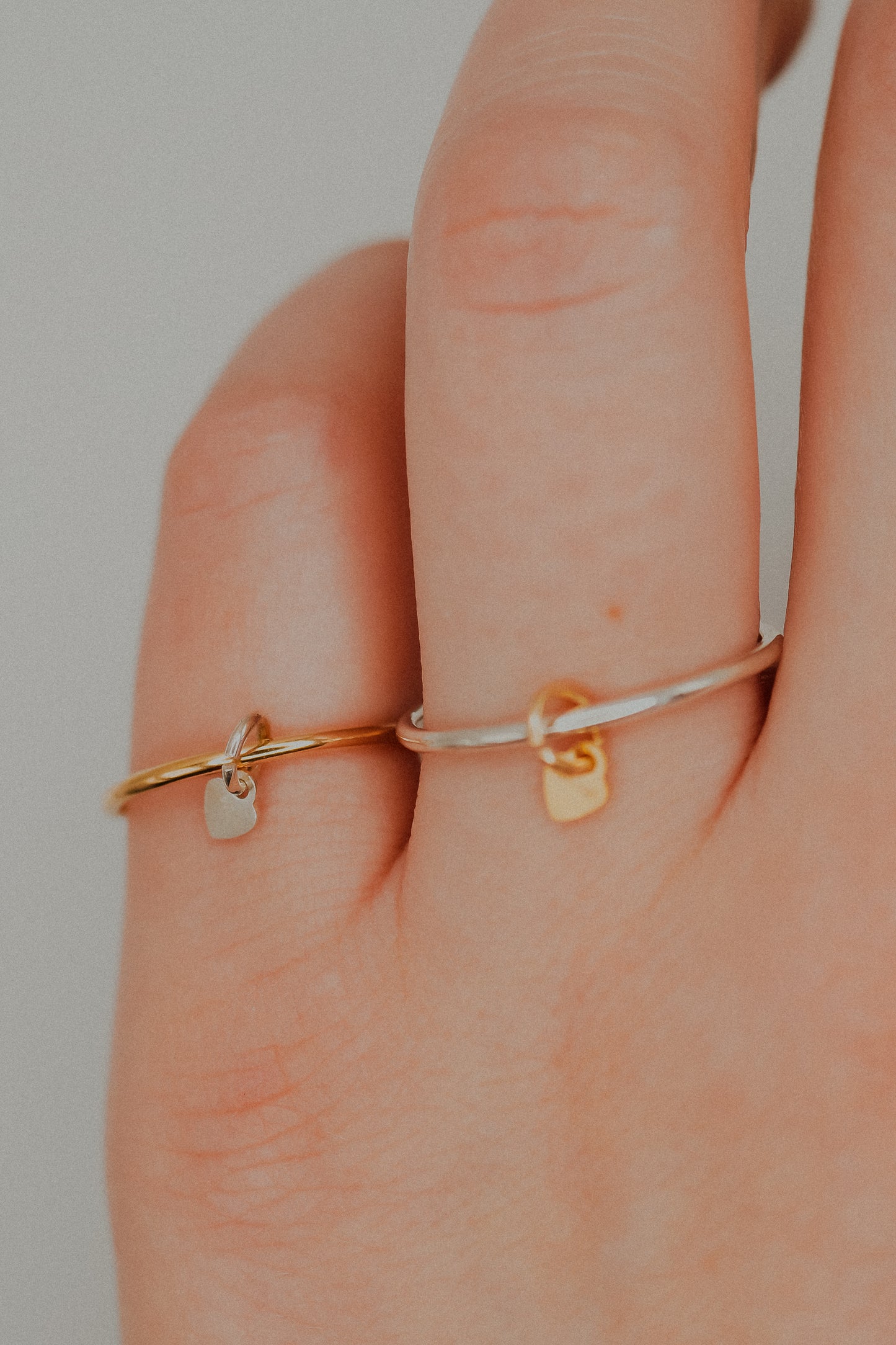 Bestie Charm Ring Set of 2, Mixed Metals