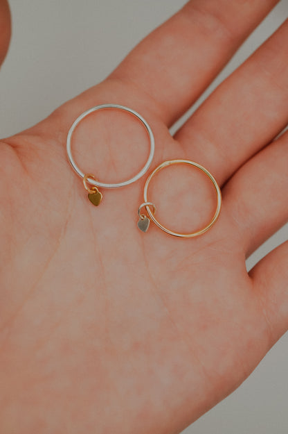 Bestie Charm Ring Set of 2, Mixed Metals