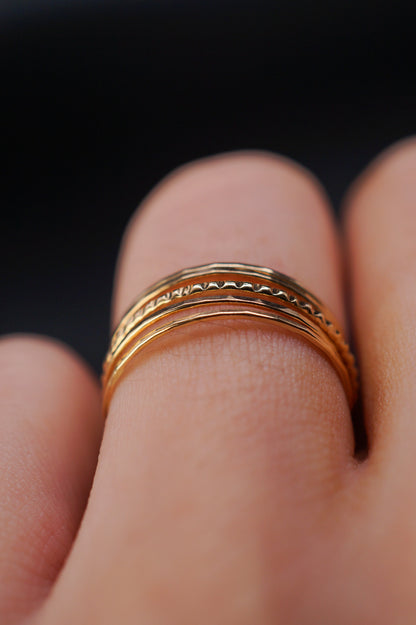 The Minimal Lined Set of 5 Stacking Rings, Gold Fill, Rose Gold Fill or Sterling Silver