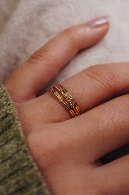 The Minimal Twist Set of 5 Stacking Rings, Gold Fill, Rose Gold Fill or Sterling Silver