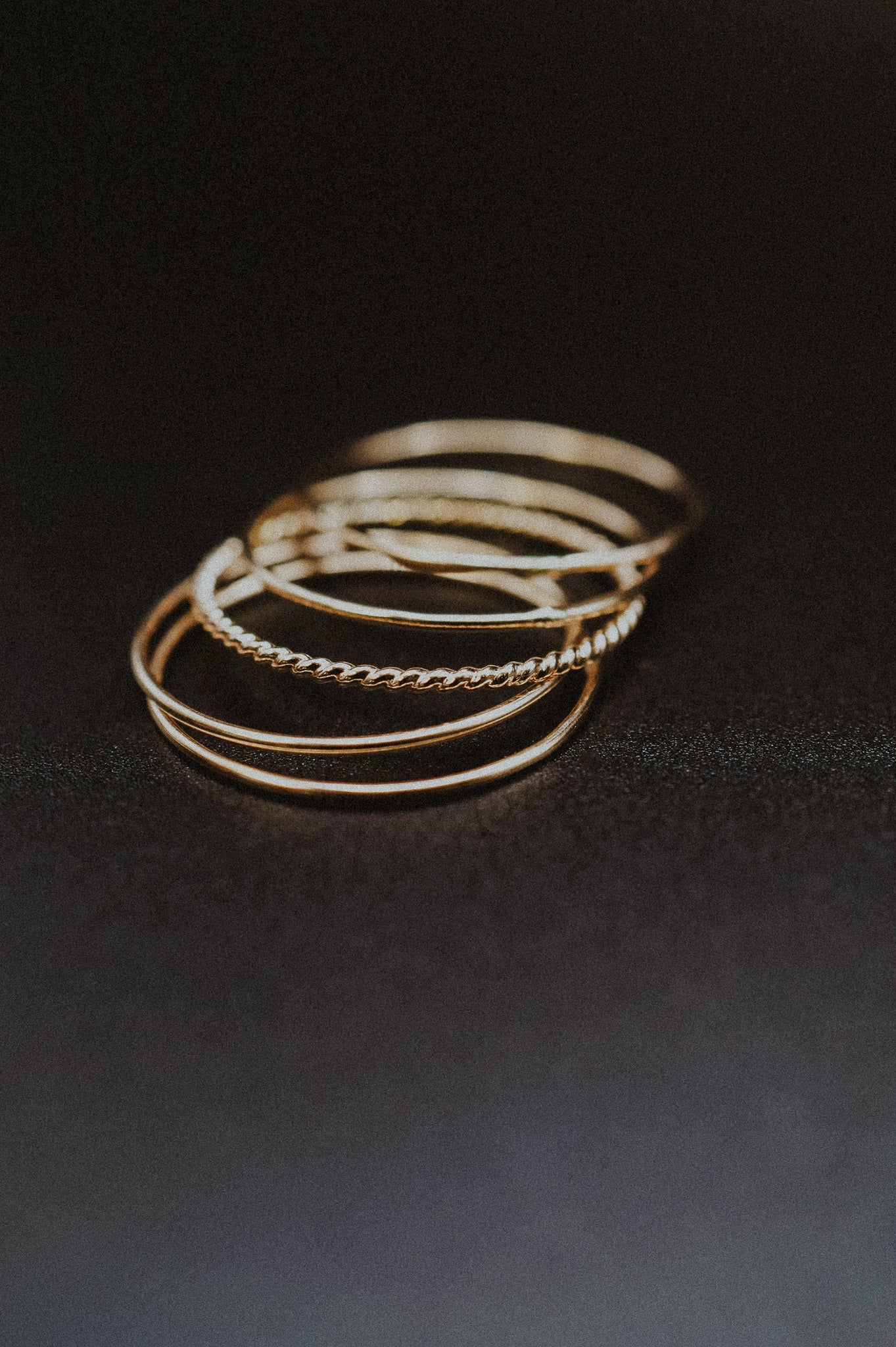 The Minimal Twist Set of 5 Stacking Rings, Gold Fill, Rose Gold Fill or Sterling Silver