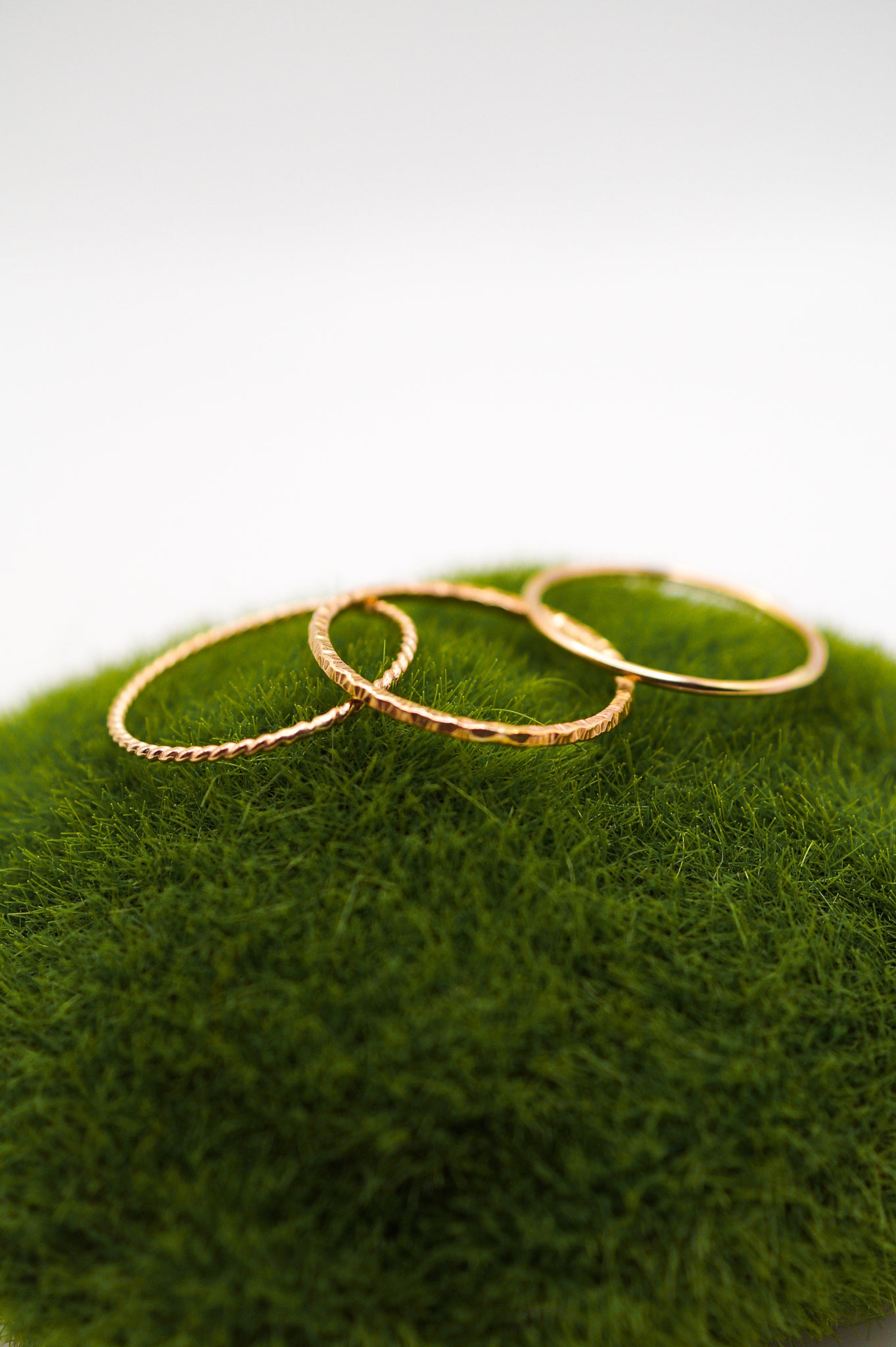 Mixed Texture Set of 3 Stacking Rings, Gold Fill, Rose Gold Fill or Sterling Silver