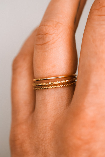 Mixed Texture Set of 3 Stacking Rings, Gold Fill, Rose Gold Fill or Sterling Silver