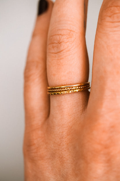 Mixed Texture Set of 3 Stacking Rings, Gold Fill, Rose Gold Fill or Sterling Silver