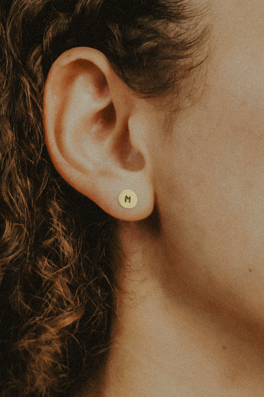 Monogram Dot Stud Earrings in 14K Gold Fill