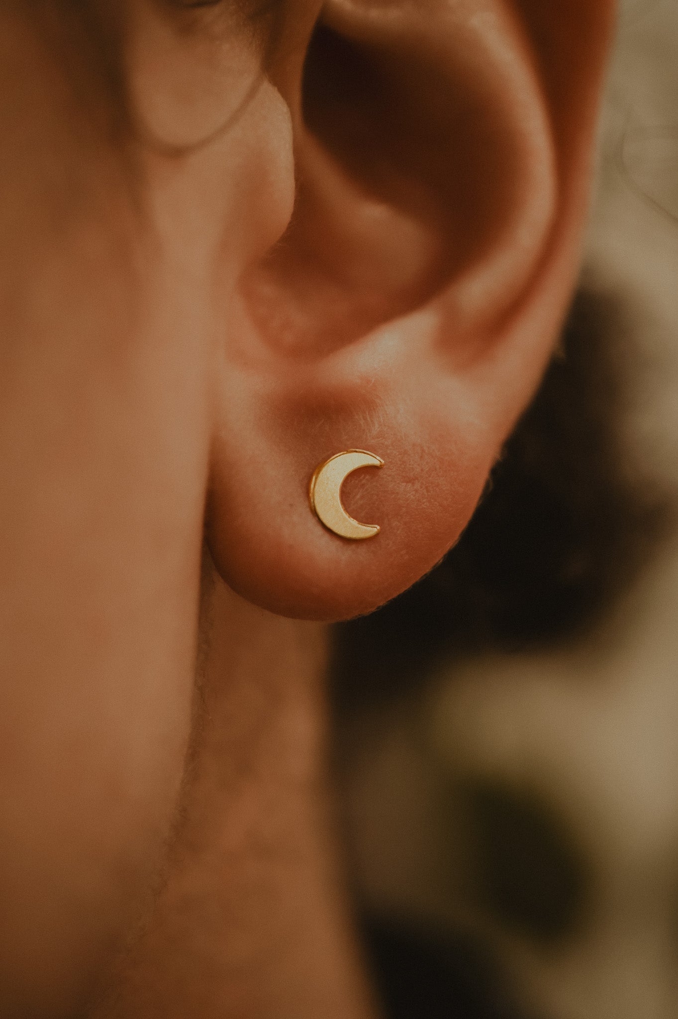 Moon Stud Earrings, Gold Fill, Rose Gold Fill or Sterling Silver
