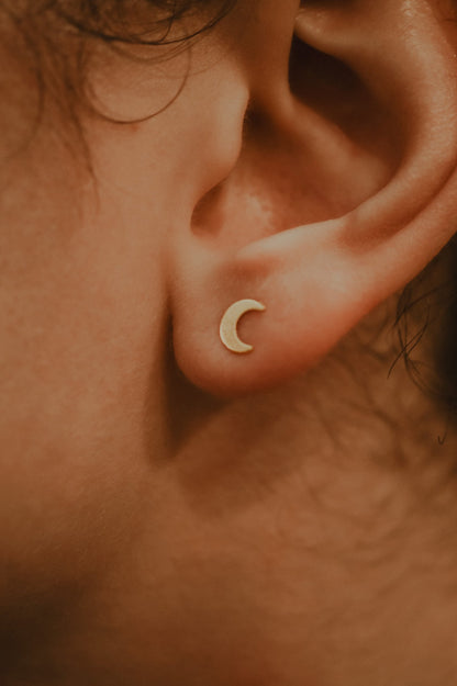 Moon Stud Earrings, Gold Fill, Rose Gold Fill or Sterling Silver
