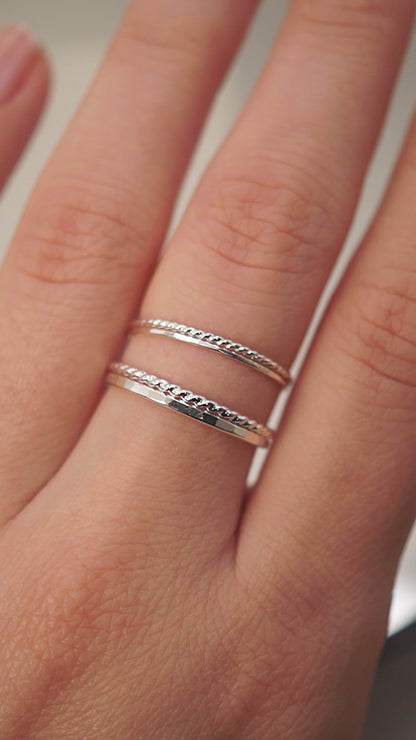 Twist Set of 2 Stacking Rings, Sterling Silver