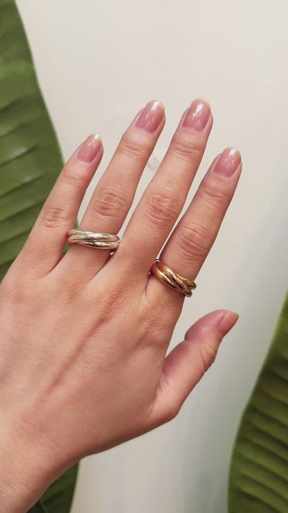 Chunky Interlocking Ring, 14K Rose Gold Fill