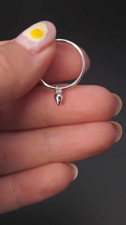 Teardrop Charm Ring, Sterling Silver