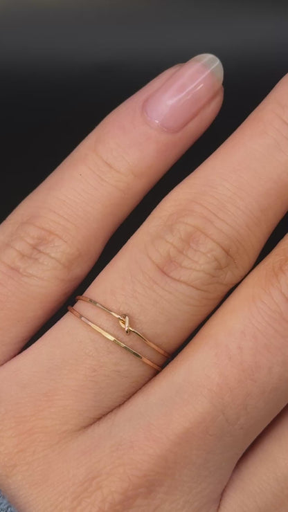 Thin Closed Knot Set of 2 Stacking Rings, Gold Fill, Rose Gold Fill or Sterling Silver