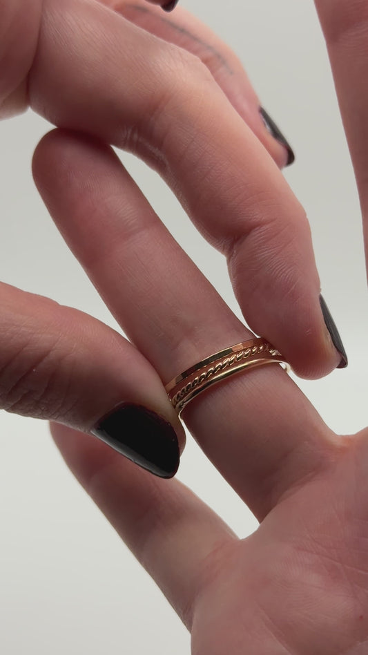Twist Ladder Link Ring, 14K Rose Gold Fill