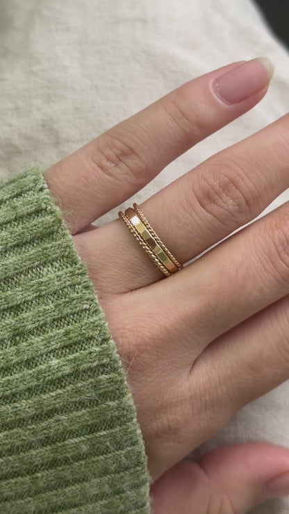 Extra Thick Twist Set of 3 Stacking Rings, Gold Fill, Rose Gold Fill or Sterling Silver