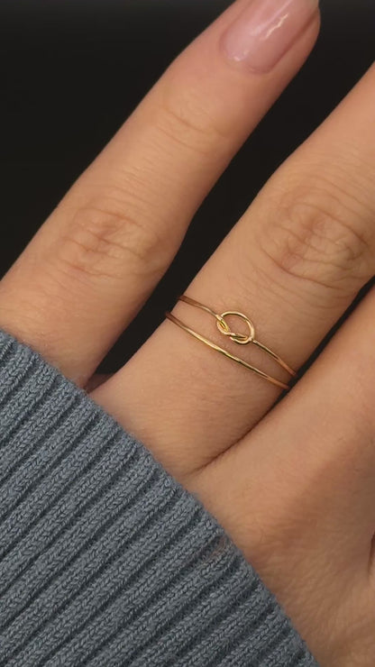 Thin Open Knot Set of 2 Stacking Rings, Gold Fill, Rose Gold Fill or Sterling Silver