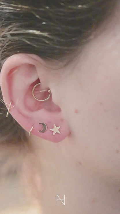 Moon Stud Earrings, Gold Fill, Rose Gold Fill or Sterling Silver