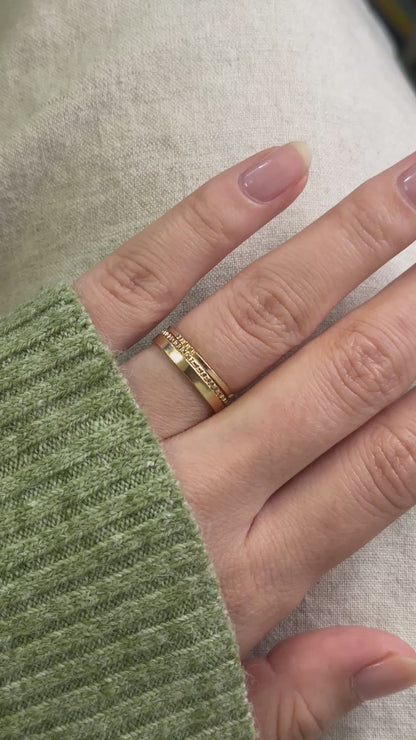 Mirror Square Lined Set of 3 Stacking Rings, Gold Fill, Rose Gold Fill or Sterling Silver