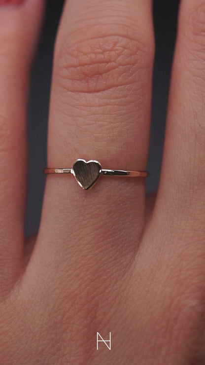 Textured Heart Set of 3 Stacking Rings, Gold Fill