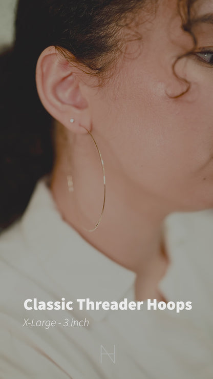 Classic Threader Hoop Earrings, Gold Fill, Rose Gold Fill, or Sterling Silver