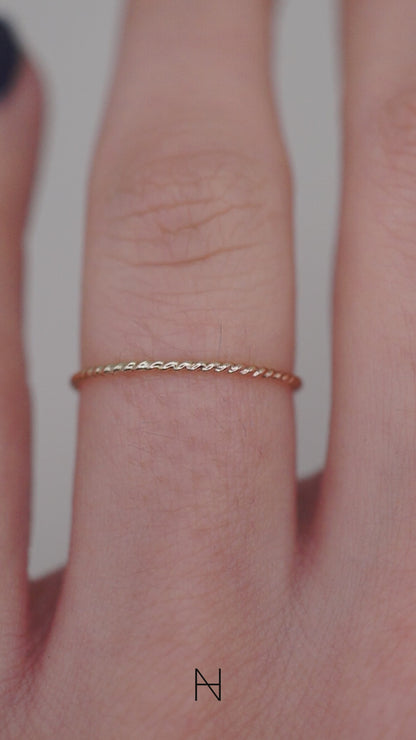 Twist Ring, Solid 14K Rose Gold