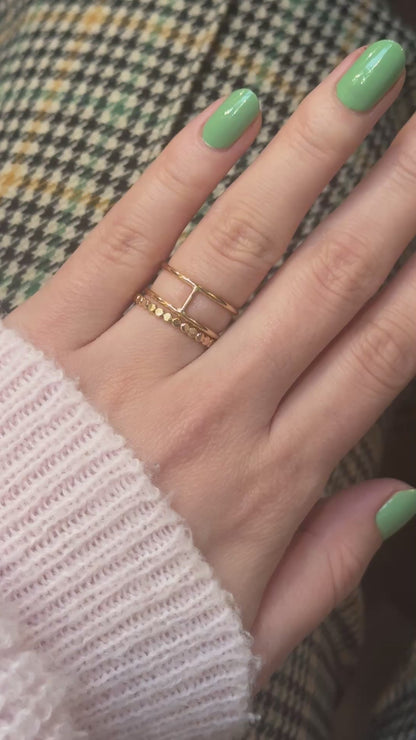 Mini Cage Set of 2 Stacking Rings, Gold Fill, Rose Gold Fill or Sterling Silver