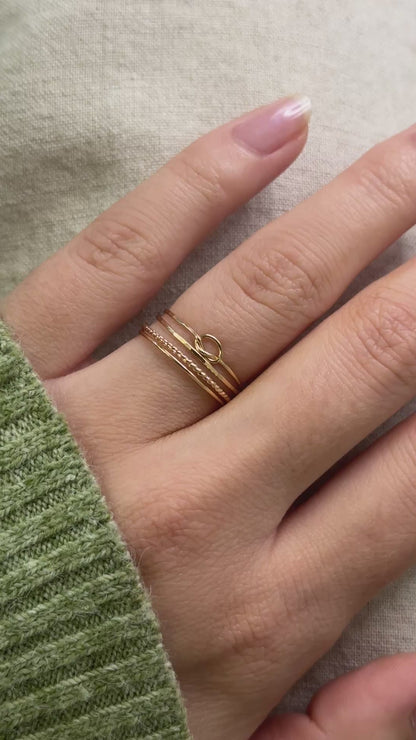 Open Knot & Twist Set of 4 Stacking Rings, Gold Fill, Rose Gold Fill or Sterling Silver