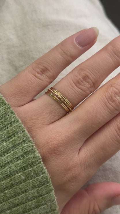 The Minimal Lined Set of 5 Stacking Rings, Gold Fill, Rose Gold Fill or Sterling Silver