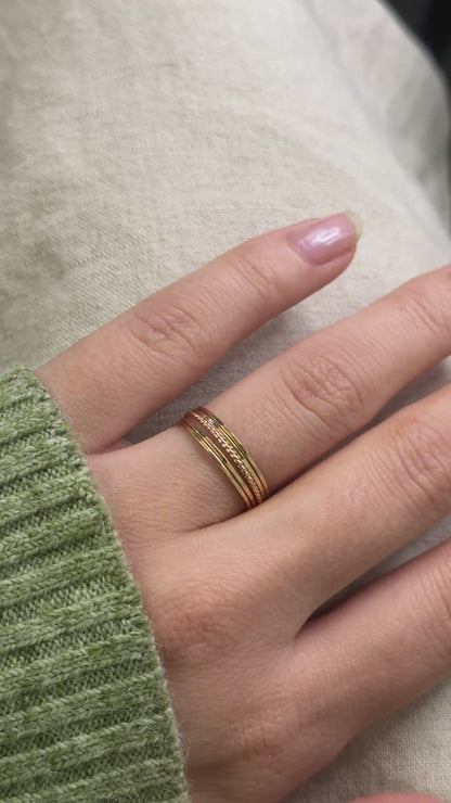 The Minimal Twist Set of 5 Stacking Rings, Gold Fill, Rose Gold Fill or Sterling Silver