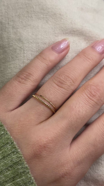 Thin Lined Set Of 2 Stacking Rings, Gold Fill, Rose Gold Fill or Sterling Silver