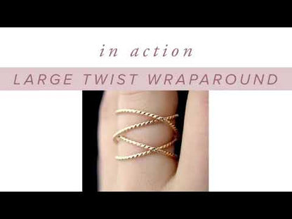 Large Twist Wraparound Ring, 14K Rose Gold Fill